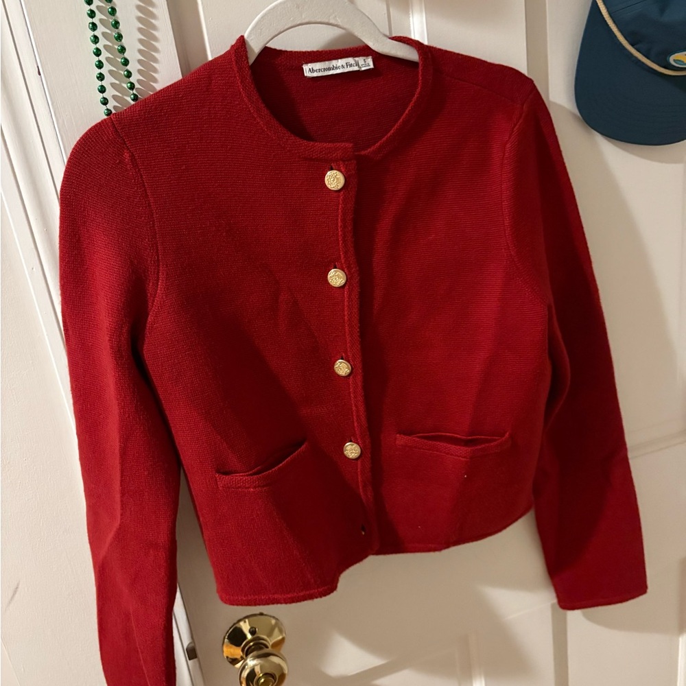 Abercrombie & Fitch Red Knit Sweater